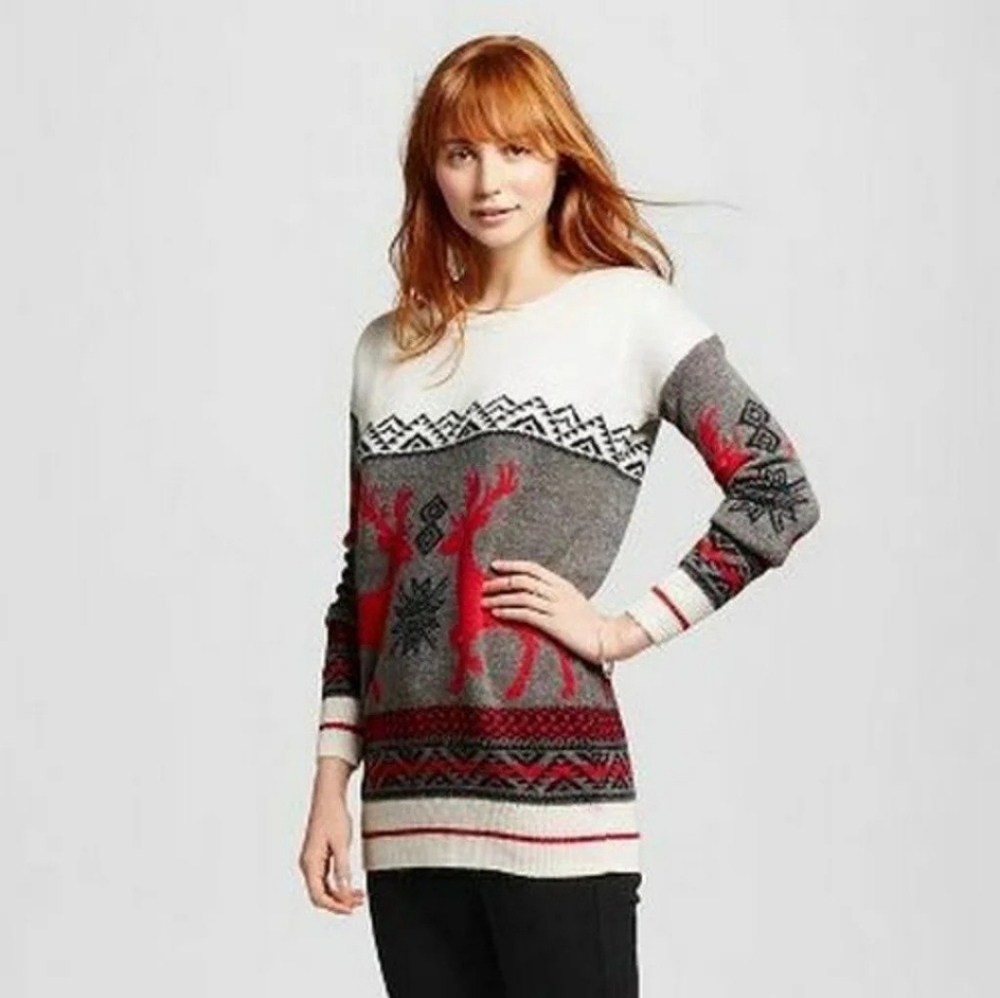 NWT Mossimo Winter Christmas Holiday Knit Deer Sweater Size Small